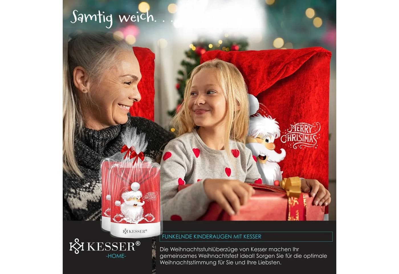 KESSER Weihnachtsstuhlüberzug Set Stuhlhussen für Weihnachten - Bild 3