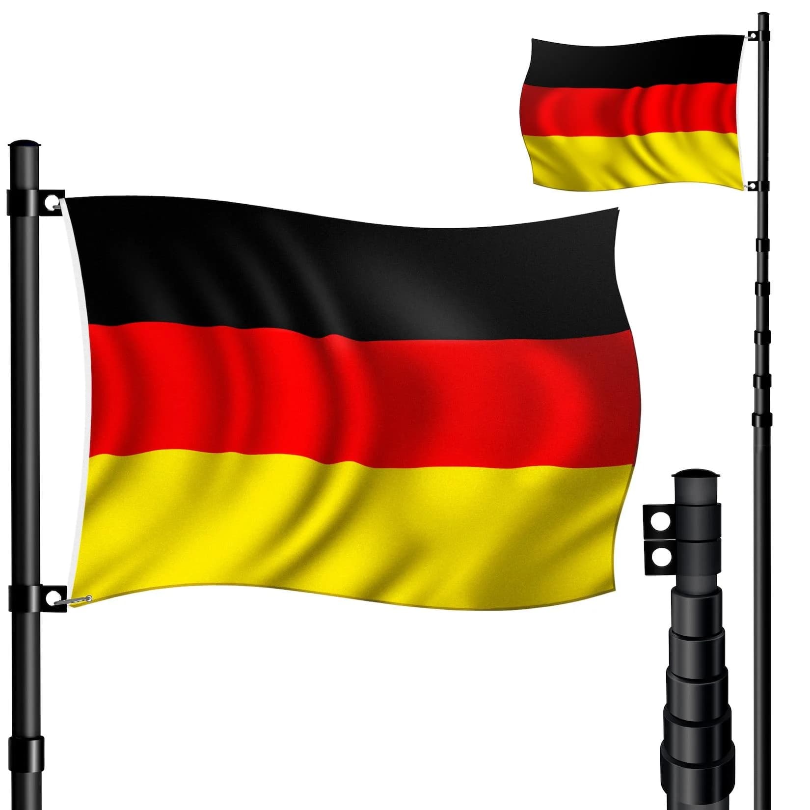 KESSER Teleskop Fahnenmast Aluminium 6,30m Bodenhülse 60cm inkl Deutschlandfahne