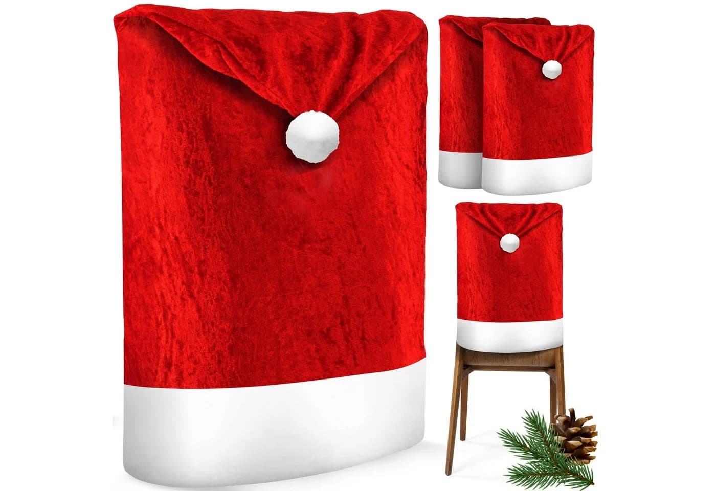 KESSER Premium Weihnachtsstuhlüberzug Set 2-tlg. Rot Polyester - Bild 2