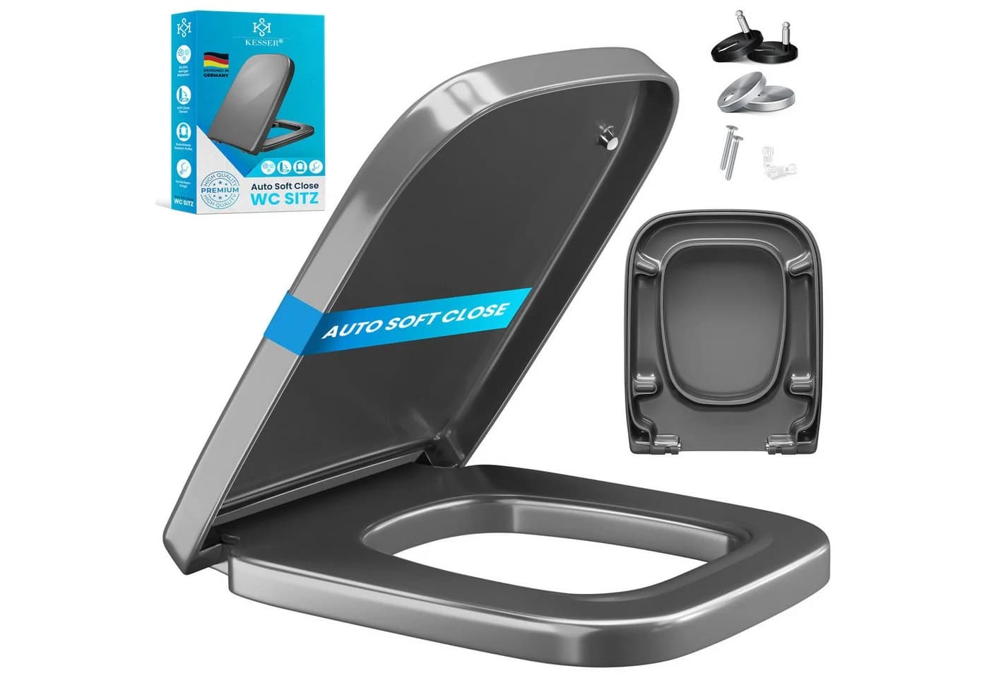 KESSER WC-Sitz mit SoftClose & Click-n’-Clean Grau Duroplast - Bild 2