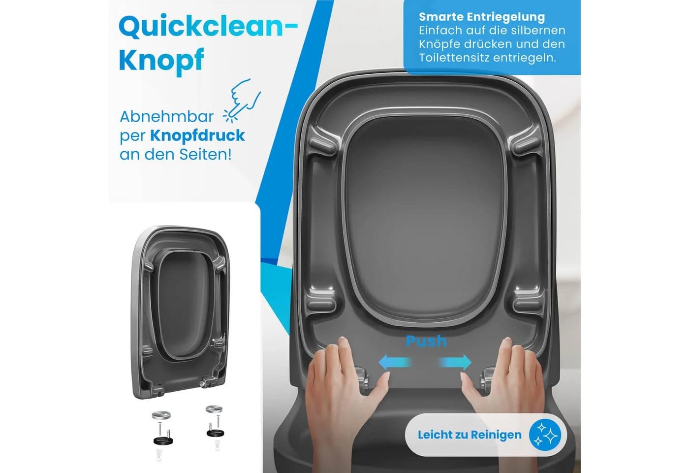 KESSER WC-Sitz mit SoftClose & Click-n’-Clean Grau Duroplast - Bild 4