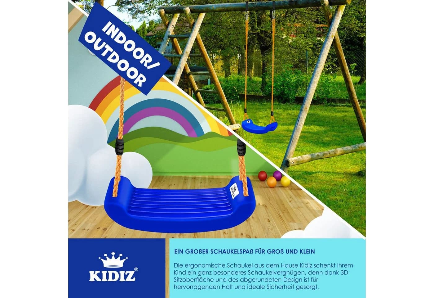 KIDIZ Kinderschaukel Set Höhenverstellbar Rutschfest - Bild 5
