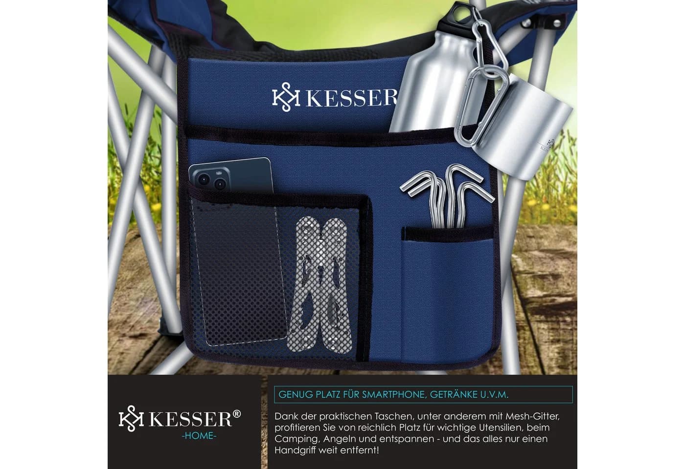 KESSER® Campingstuhl Faltbar 150kg Gepolstert mit Armlehnen - Bild 4