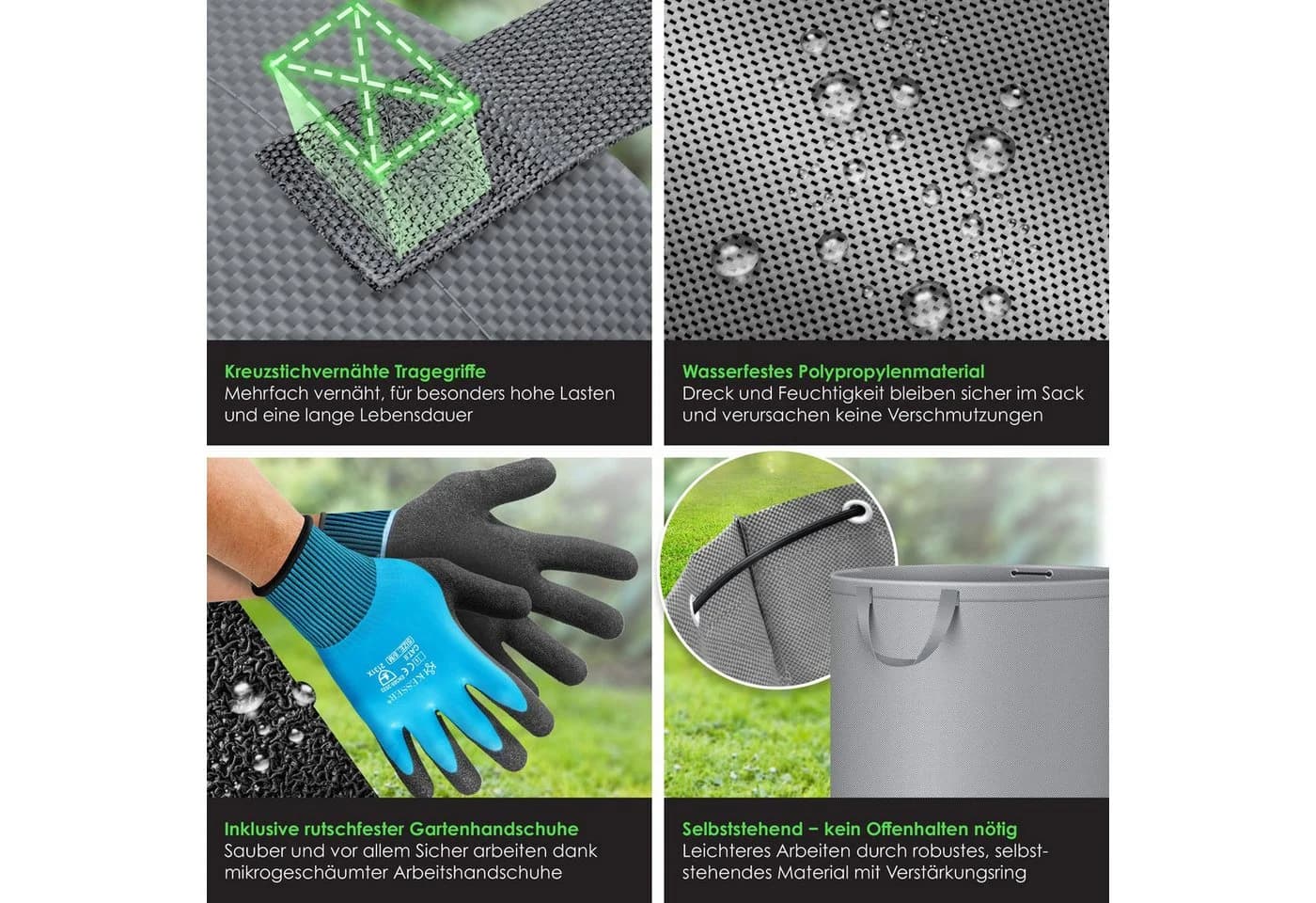 KESSER Gartensack Set 500 l Grau/Grün UV-beständig - Bild 3
