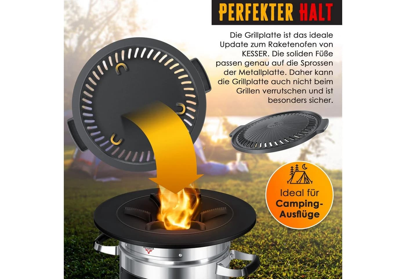 KESSER Raketenofen mit Grillpfanne aus Gusseisen und Tragetasche - Bild 3