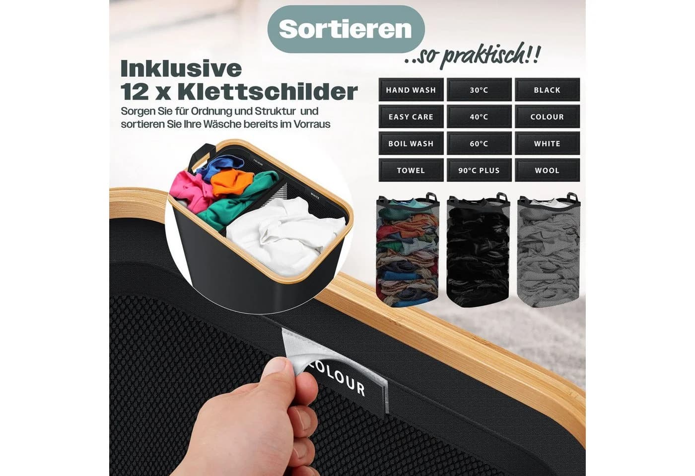 Moderner Wäschekorb aus Bambus - Bild 5