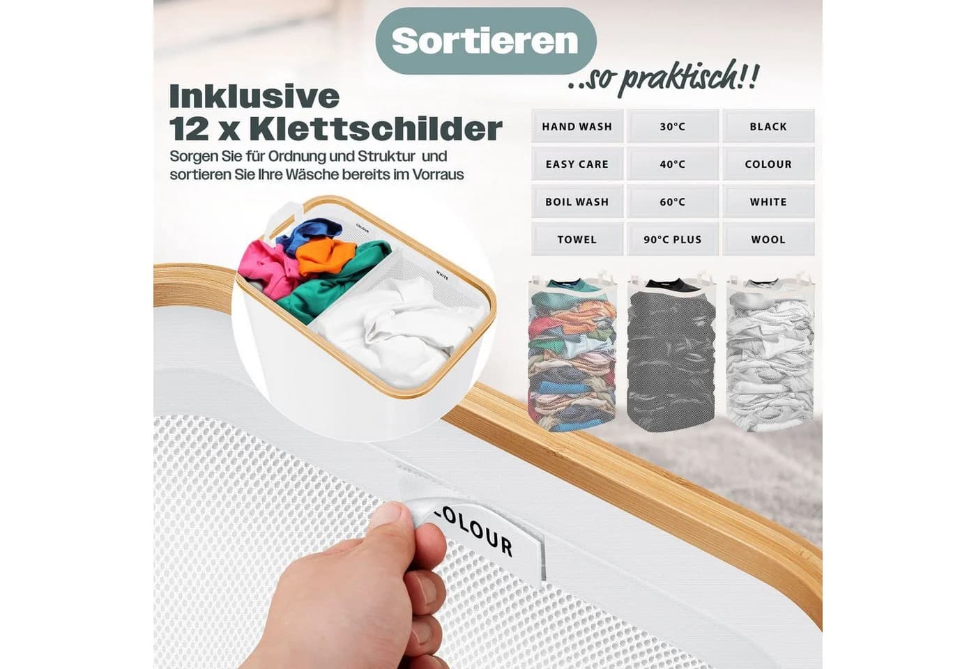 KESSER Wäschekorb mit Deckel faltbar Wäschebox Wäschetruhe Wäschesammler mit herausnehmbaren Wäschesäcke - Bild 5