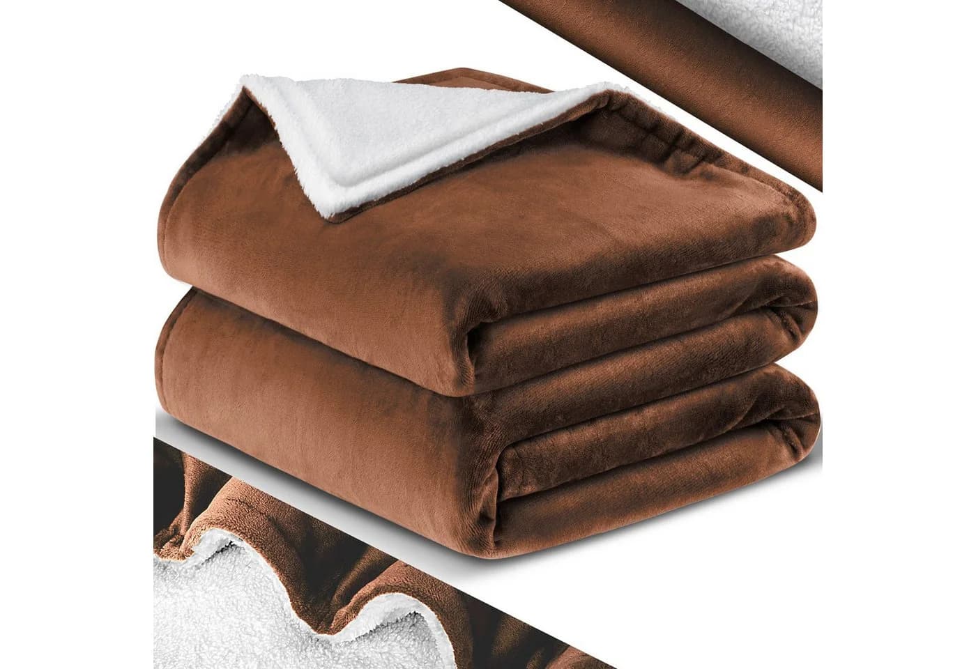 KESSER Kuscheldecke Flauschig Sherpa Vlies Dunkelbraun - Bild 2