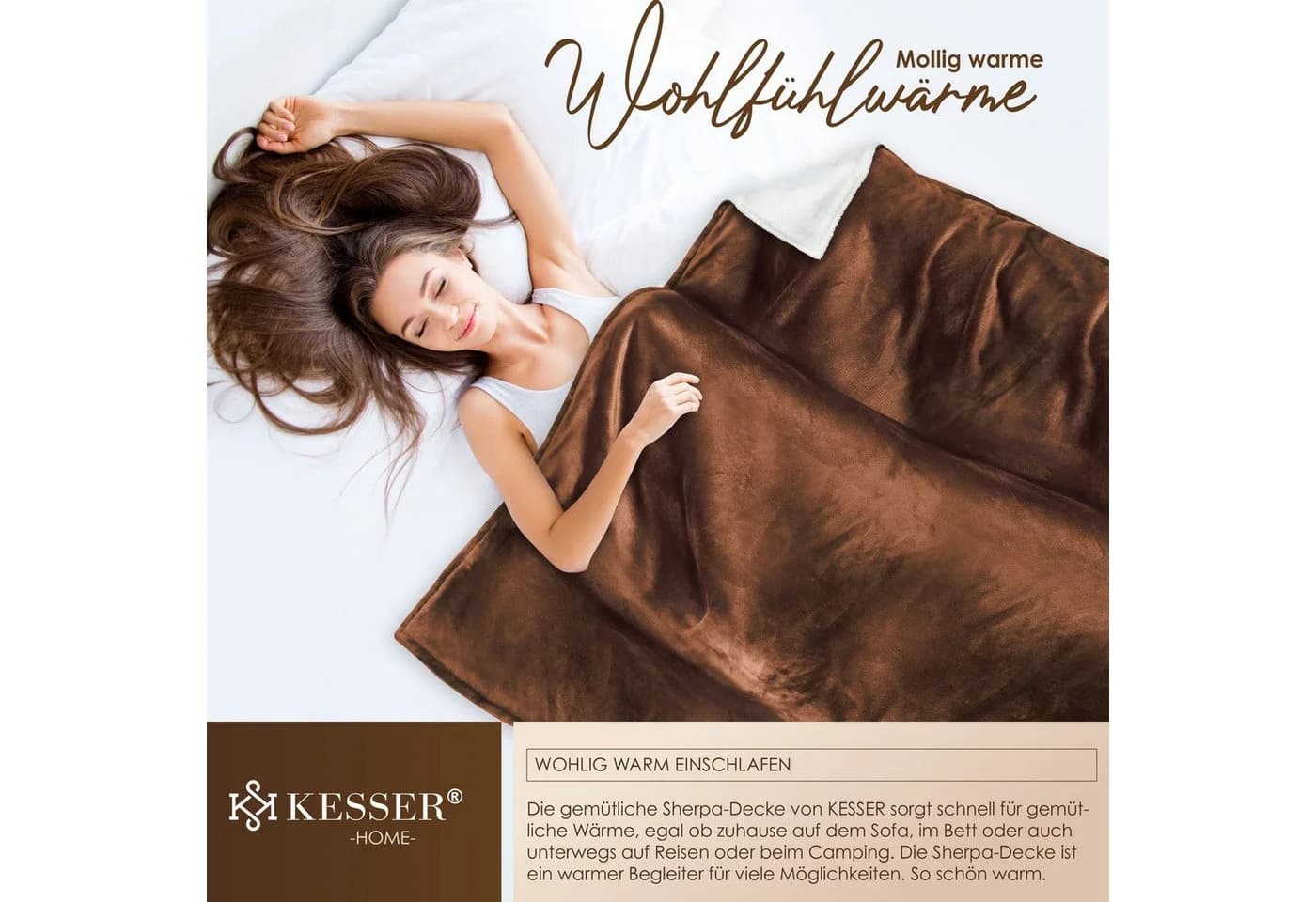 KESSER Kuscheldecke Flauschig Sherpa Vlies Dunkelbraun - Bild 5