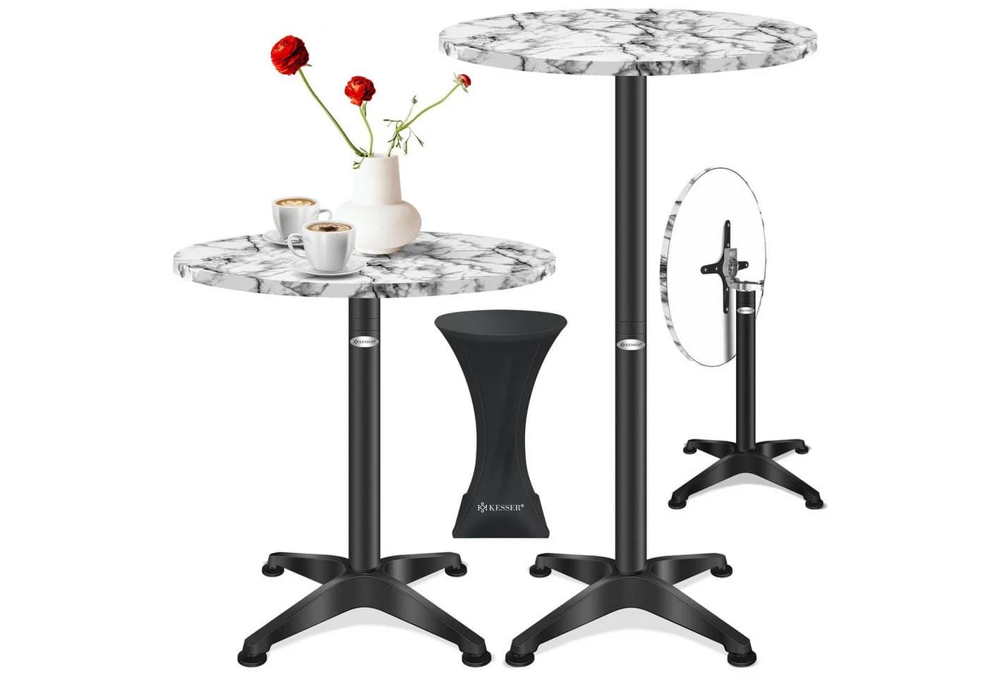 KESSER® 2in1 Stehtisch klappbar Bistrotisch Aluminium Edelstahlplatte höhenverstellbar - Bild 3