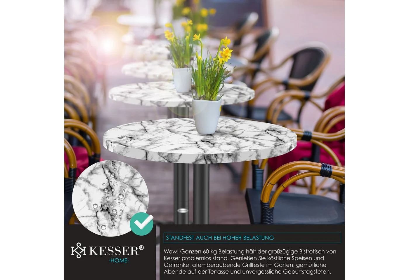 KESSER® 2in1 Stehtisch klappbar Bistrotisch Aluminium Edelstahlplatte höhenverstellbar - Bild 4