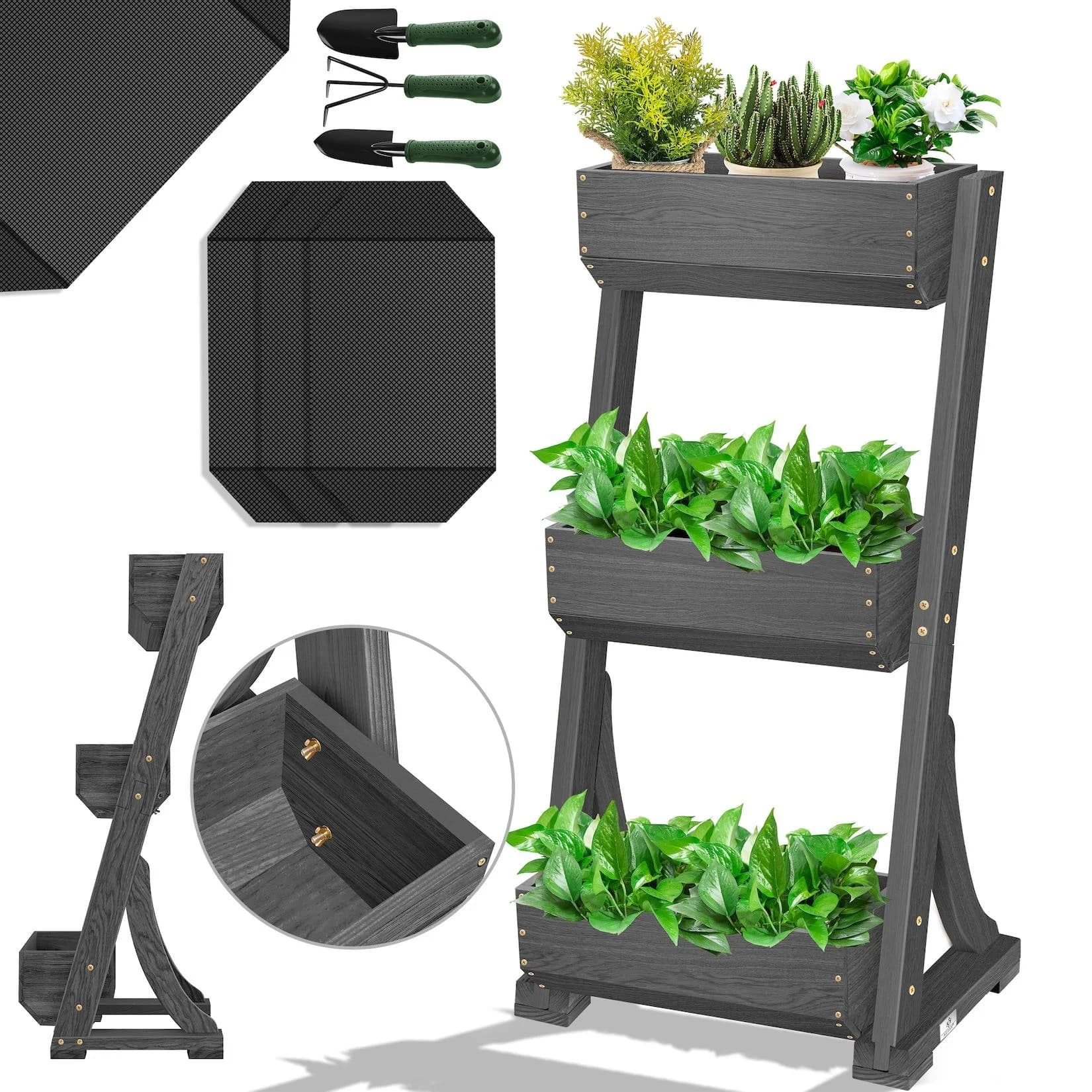 KESSER® Hochbeet mit Etagen Premium Blumenkasten Blumentreppe