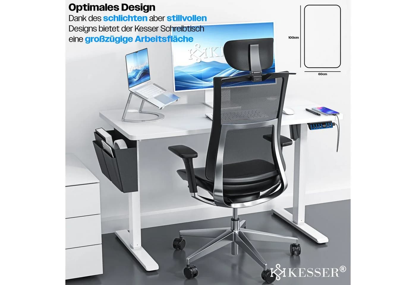 KESSER Schreibtisch, elektrischer & Höhenverstellbarer Computertisch für Home & Office - Bild 3