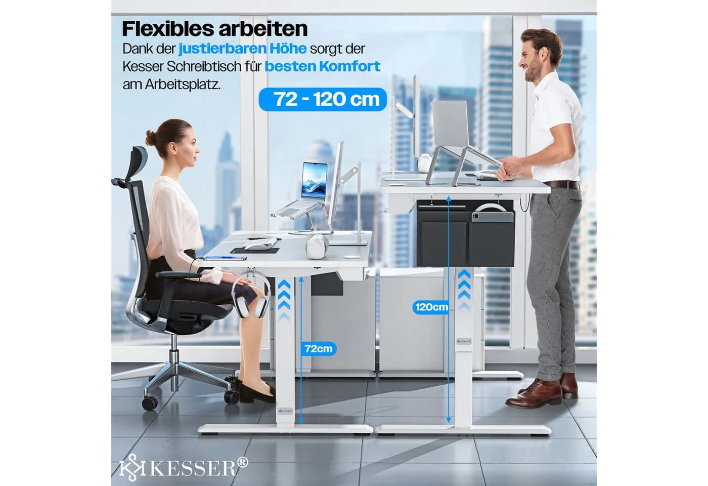 KESSER Schreibtisch, elektrischer & Höhenverstellbarer Computertisch für Home & Office - Bild 5