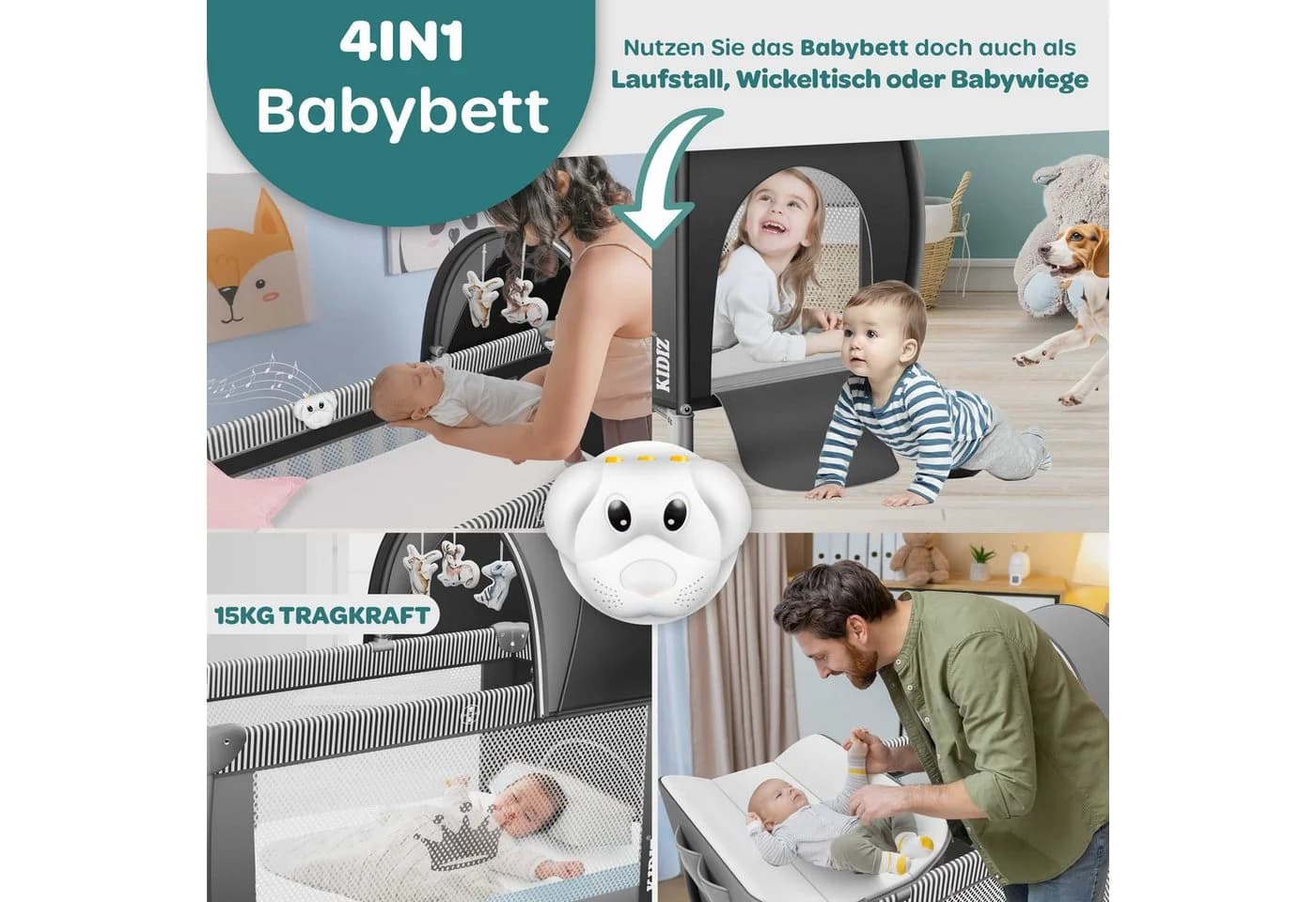 KIDIZ Baby-Reisebett 3in1 mit Wickeltisch und Spielzeug - Bild 5
