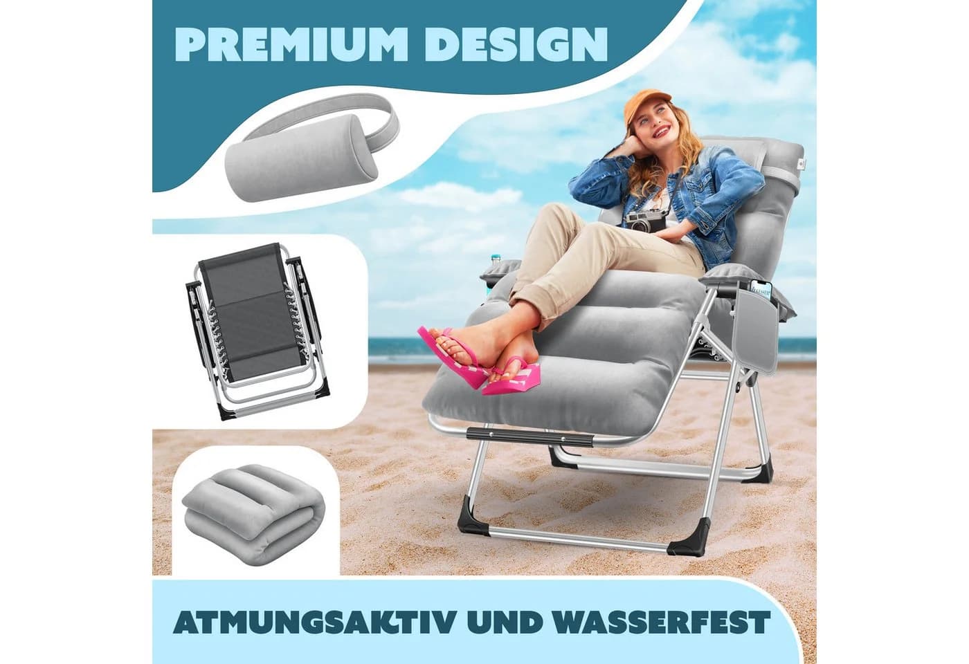 KESSER Sonnenliege Grau Klappbar Wetterfest 200kg - Bild 3