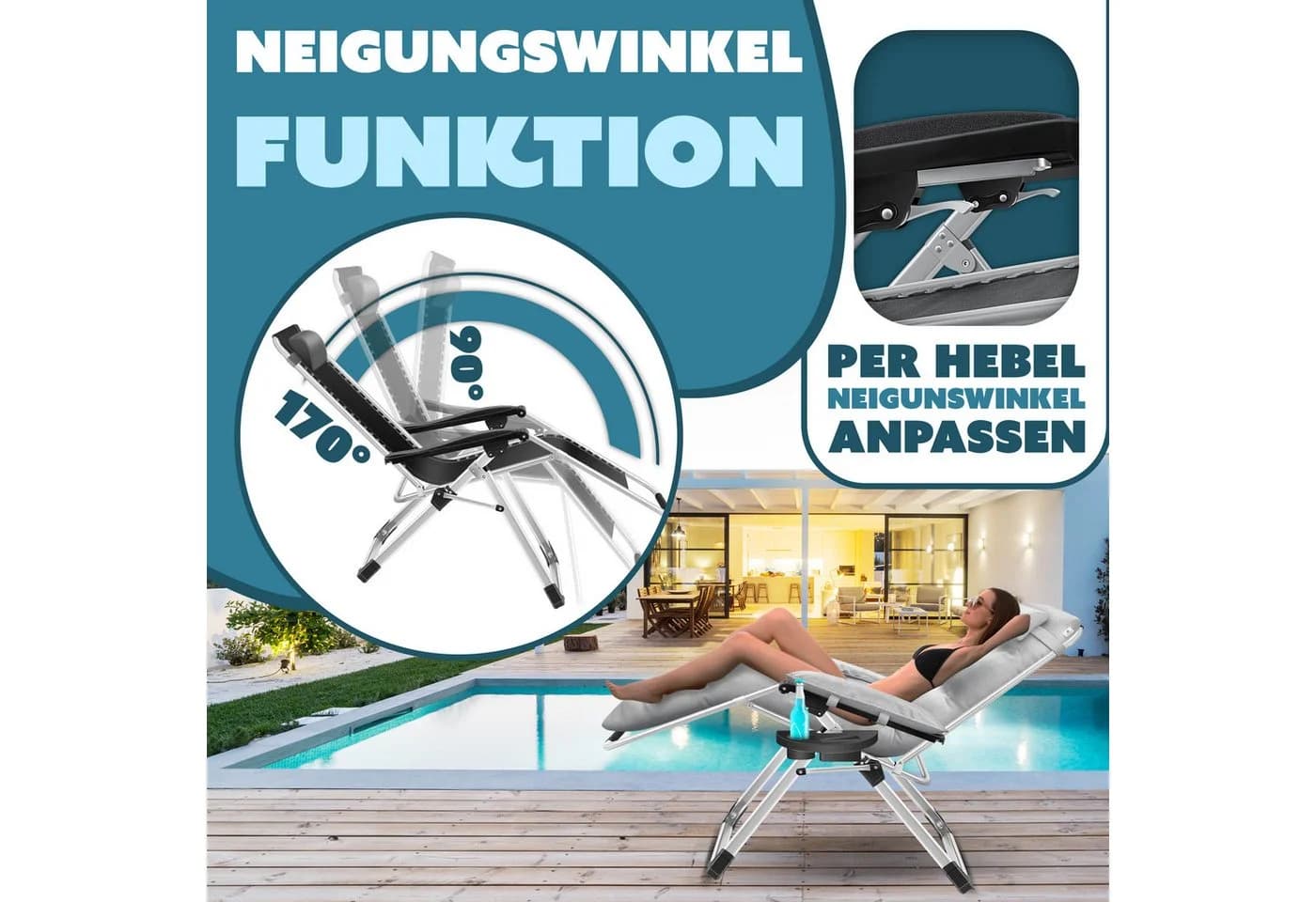 KESSER Sonnenliege Grau Klappbar Wetterfest 200kg - Bild 5