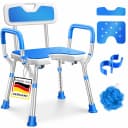 KESSER Duschhocker mit Lehne höhenverstellbar 150kg belastbar Weiss/Blau Bild 1