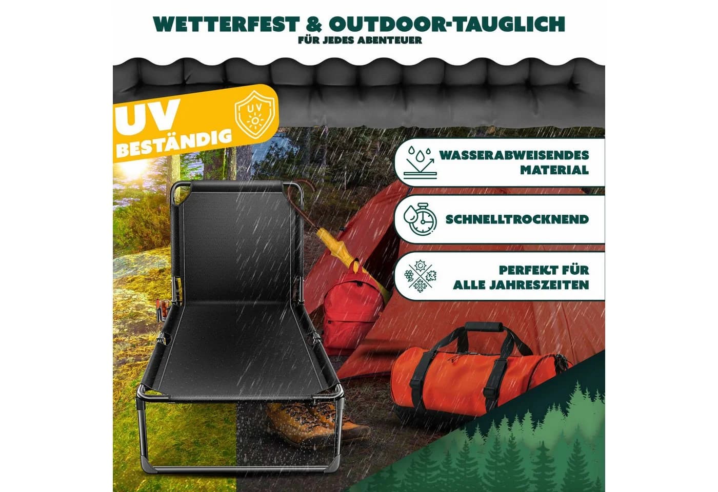KESSER Campingliege Klappbar Mit Nackenkissen 250 kg Belastbar - Bild 4