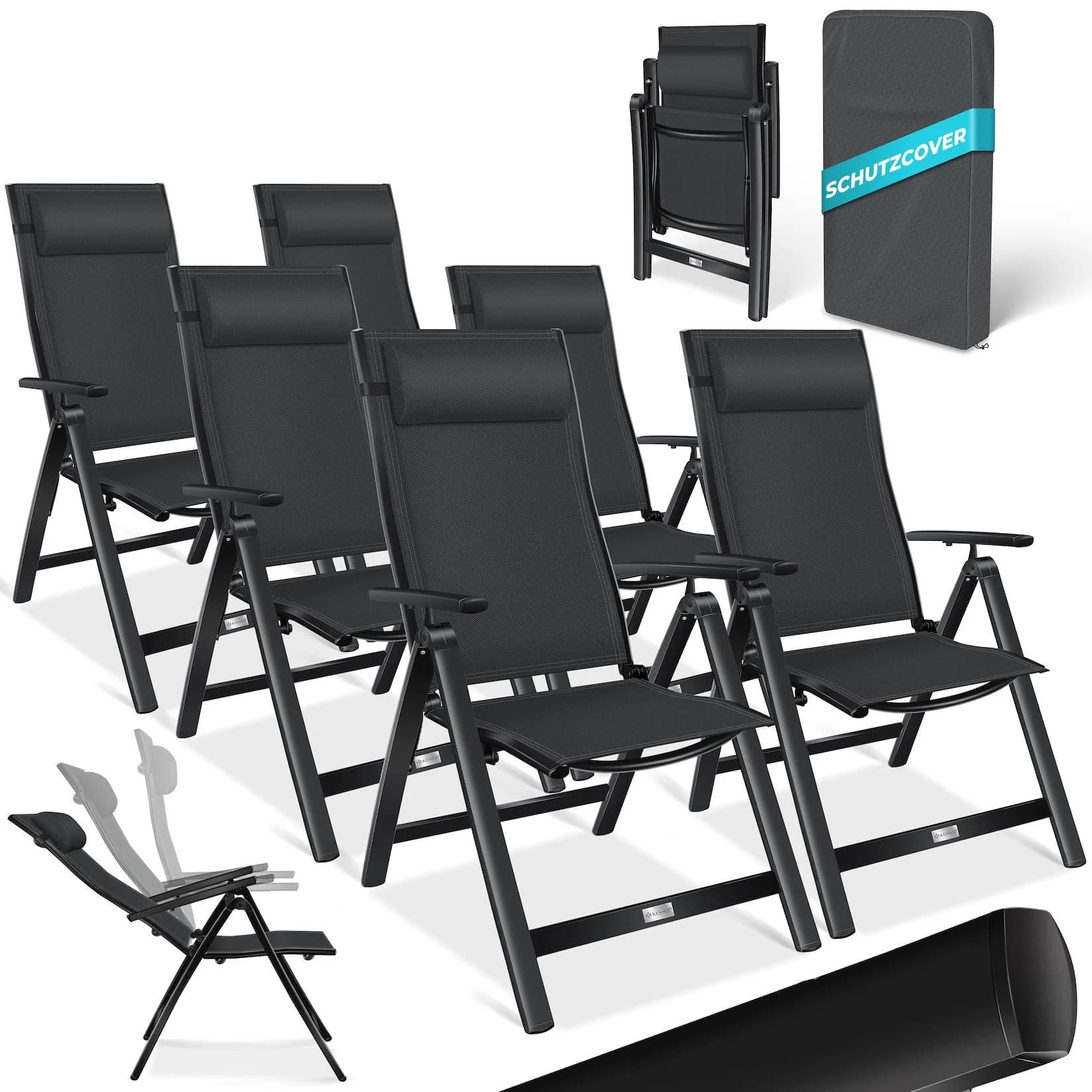 KESSER Gartenstuhl Hochlehner Aluminium Klappstuhl 6er Set