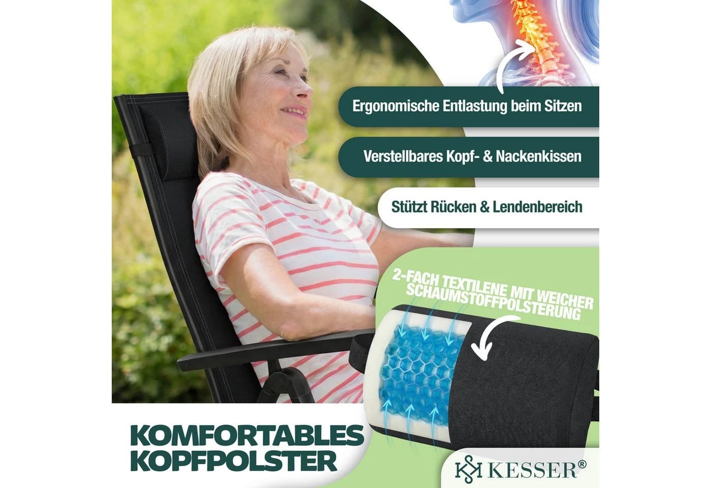 KESSER Gartenstuhl Hochlehner Aluminium Klappstuhl 6er Set - Bild 5