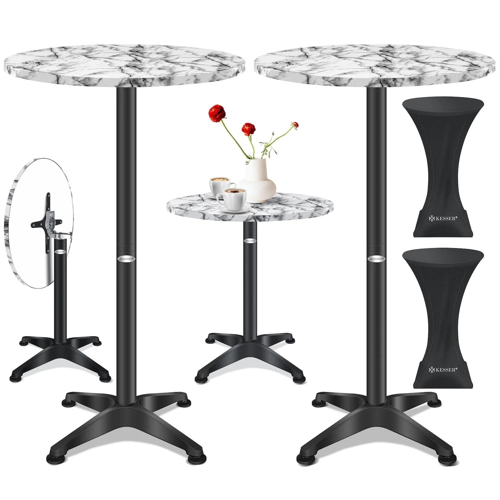 KESSER® 2in1 Stehtisch klappbar Bistrotisch Aluminium Edelstahlplatte höhenverstellbar