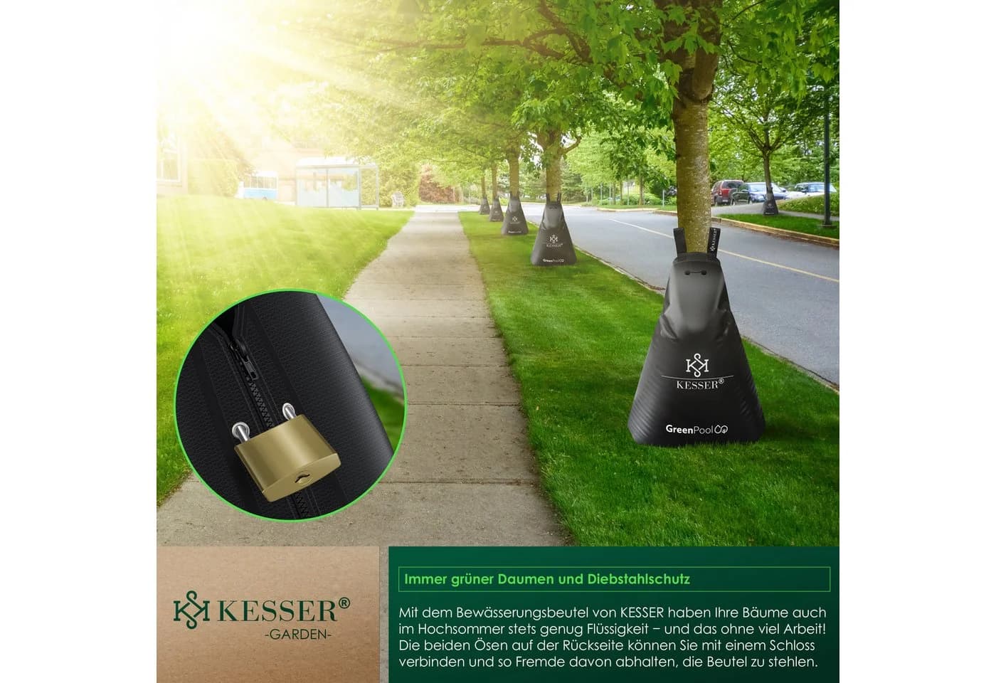 KESSER Baum-Bewässerungssack 6-tlg. UV-beständig PVC mit Schloss - Bild 5