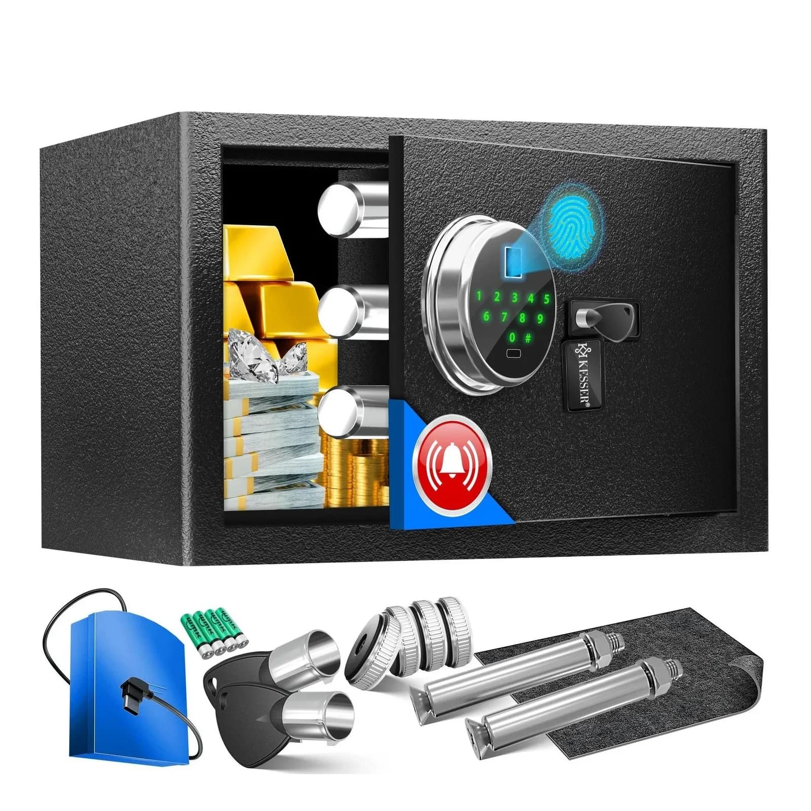 KESSER® Elektrischer Tresor mit Fingerabdruck & Schlüssel