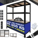 MASKO Schwerlastregal Schwarz Metall 300kg Tragkraft Bild 1