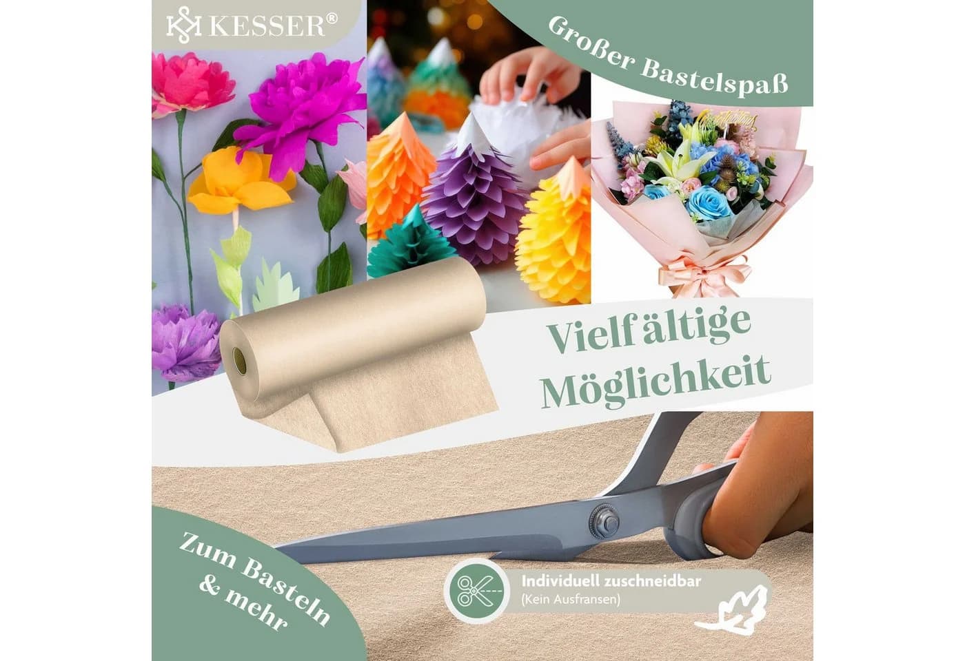 KESSER Tischläufer Vlies wasserabweisend abwaschbar Weiss Beige