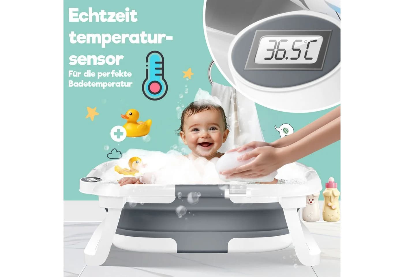 KIDIZ Babybadewanne für Neugeborene und Kleinkinder 0-12 Monate - Bild 3