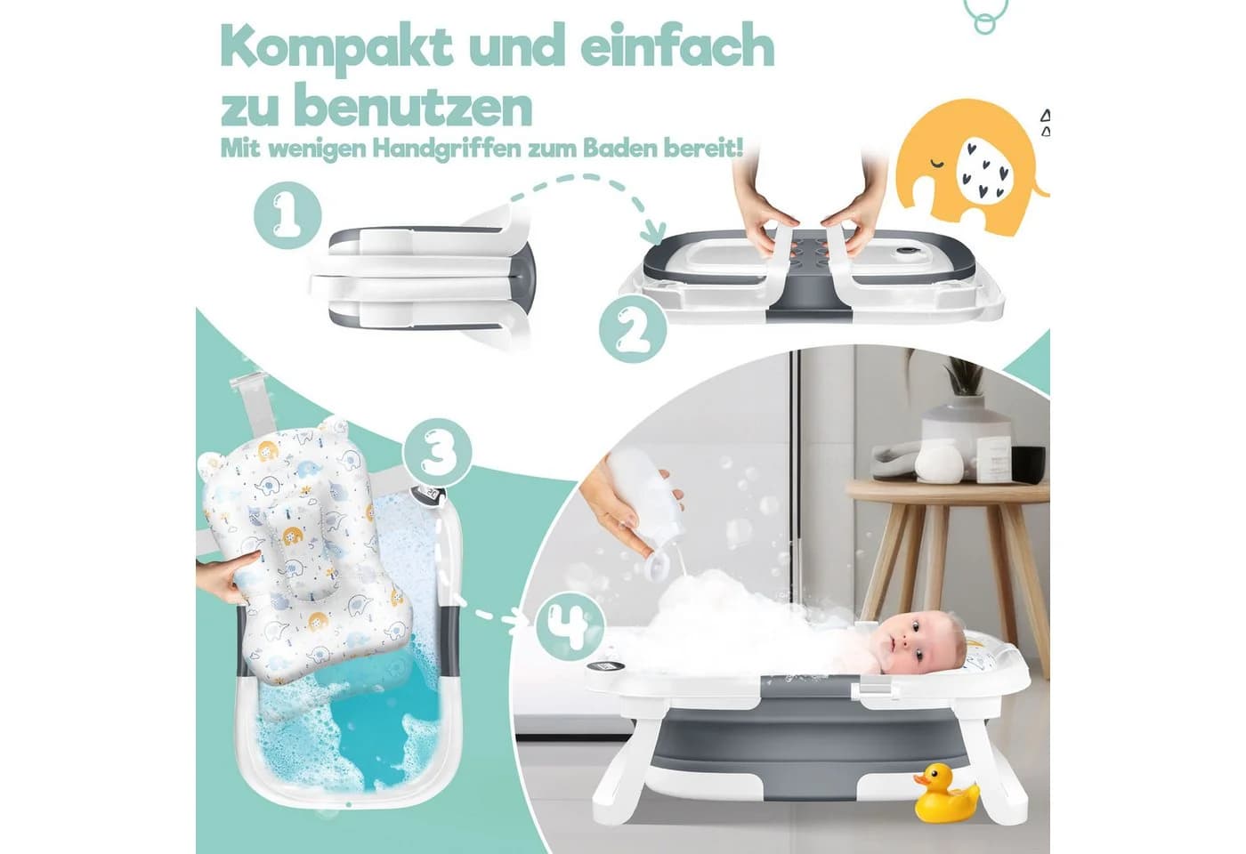 KIDIZ Babybadewanne für Neugeborene und Kleinkinder 0-12 Monate - Bild 5