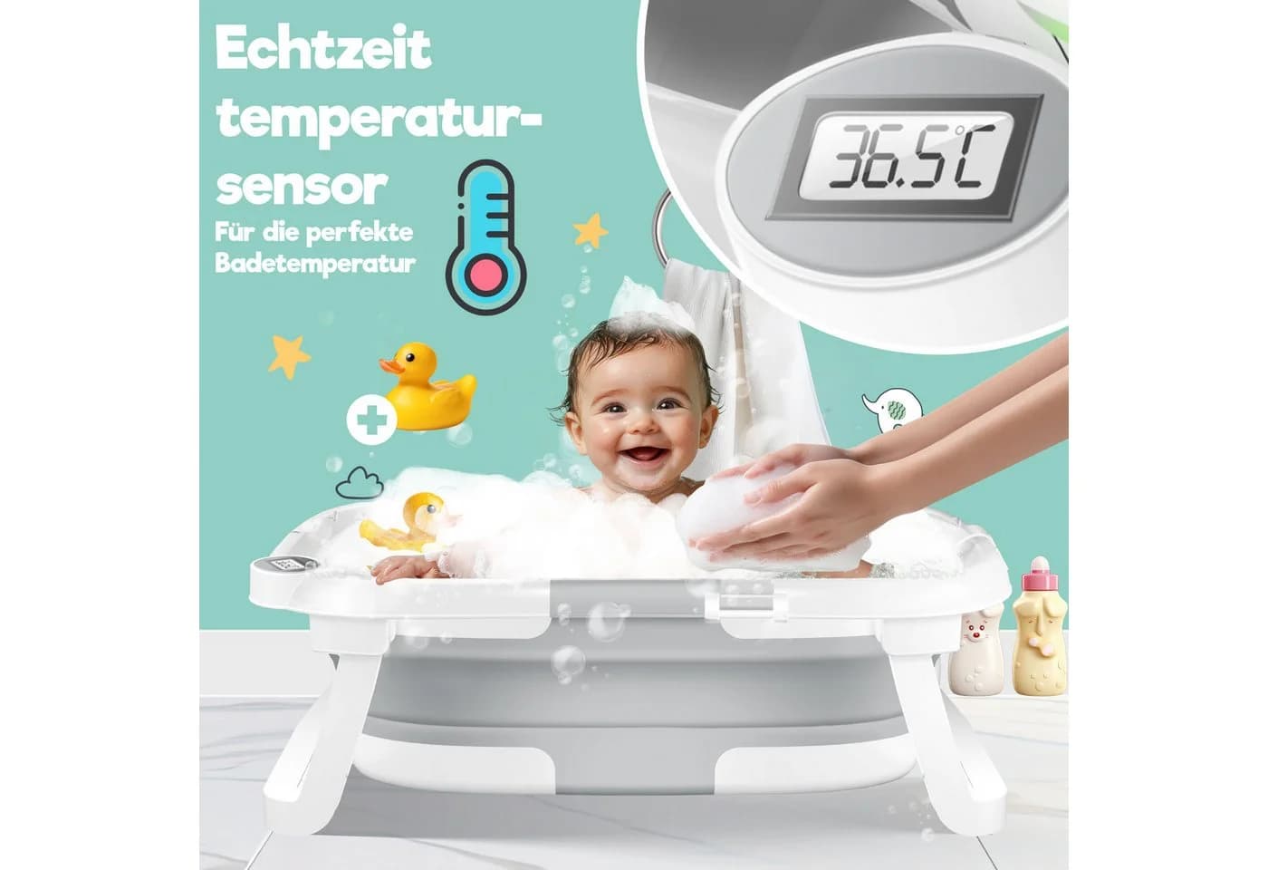 KIDIZ Babybadewanne für Neugeborene Kleinkinder 0-12 Monate - Bild 3