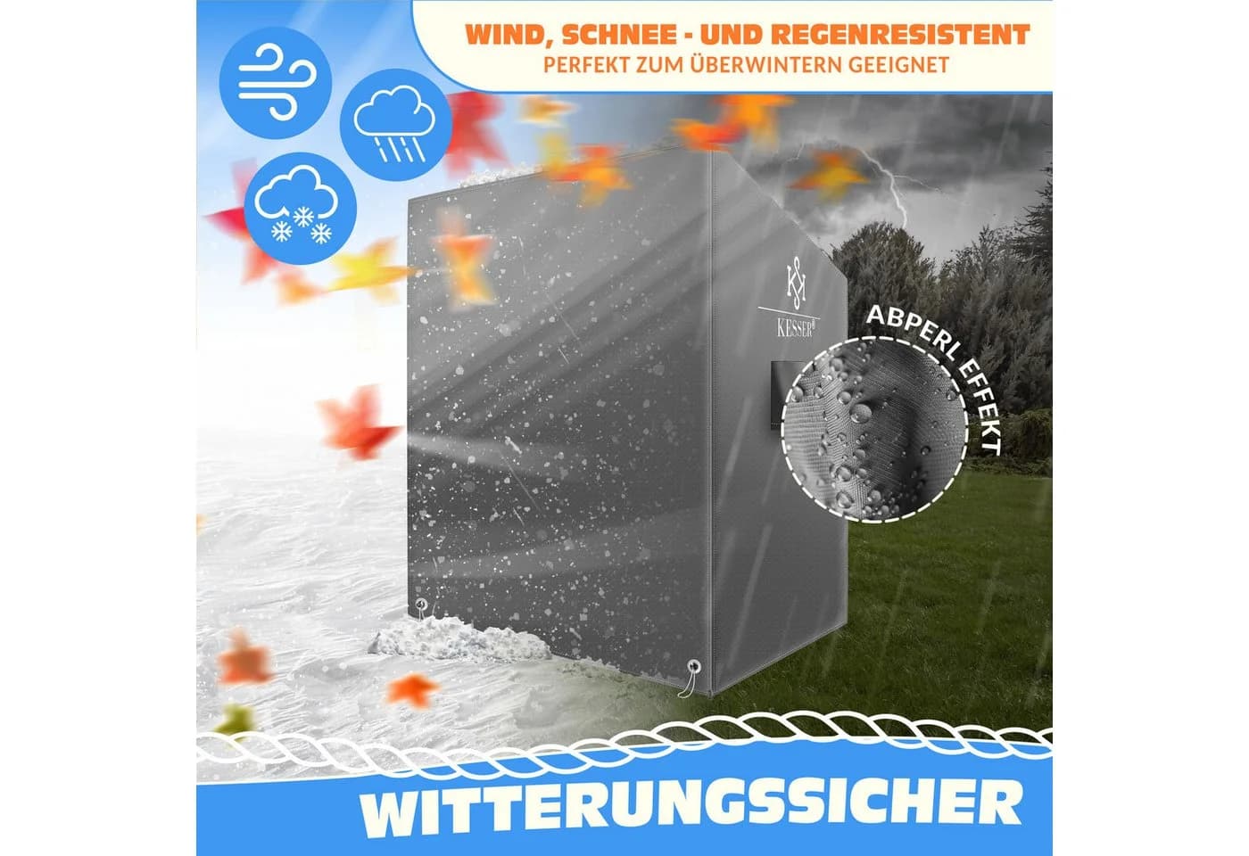 KESSER Strandkorb-Schutzhülle Grau 600D Oxford UV-Wasserdicht - Bild 3