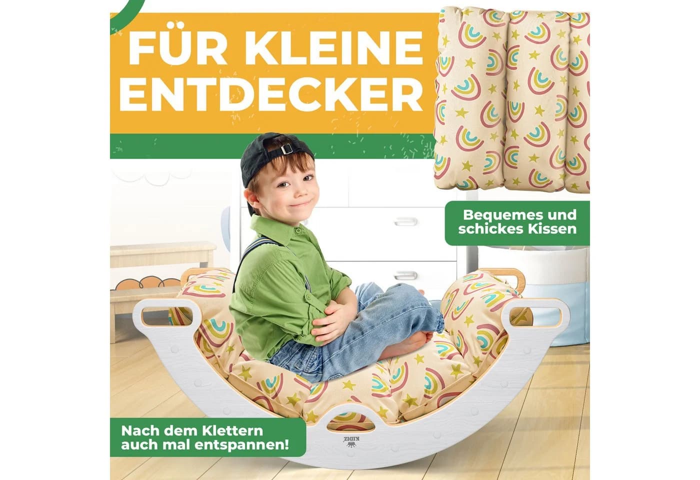 KIDIZ Klettergerüst 7in1 Spiel-Set aus Holz Weiß/Braun - Bild 3