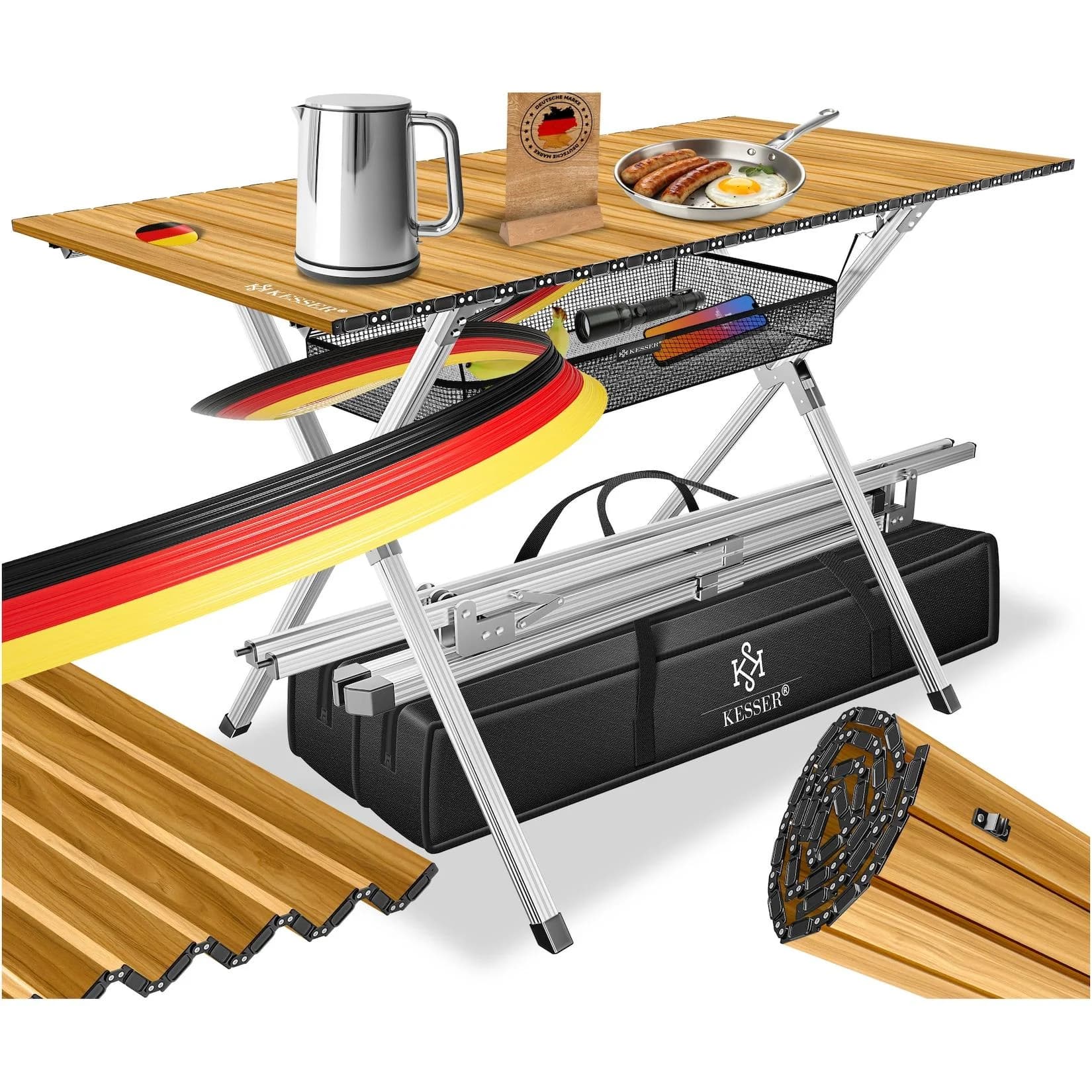 KESSER® Campingtisch Faltbar Klapptisch Aluminiumrahmen Holz-Optik