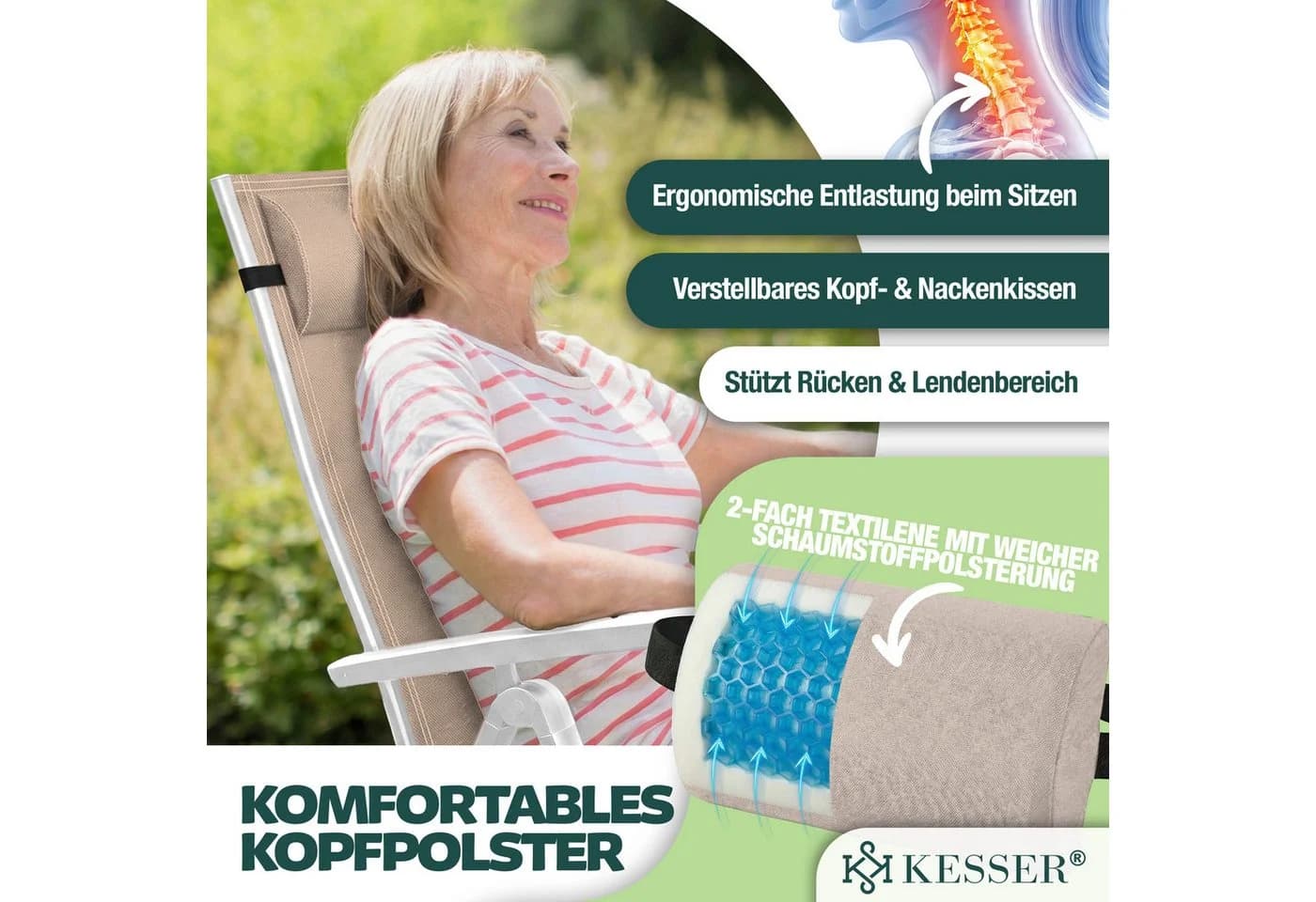 KESSER Aluminium Gartenstuhl 2er Set Hochlehner mit Armlehnen - Bild 4