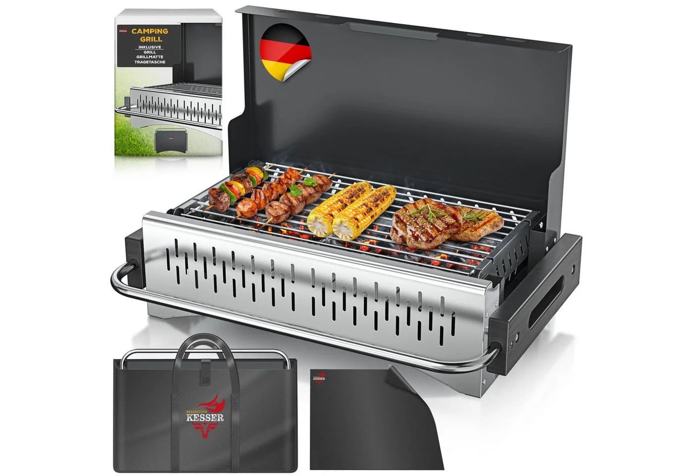 KESSER Tragbarer Campinggrill aus pulverbeschichtetem Stahl mit Grillmatte - Bild 2