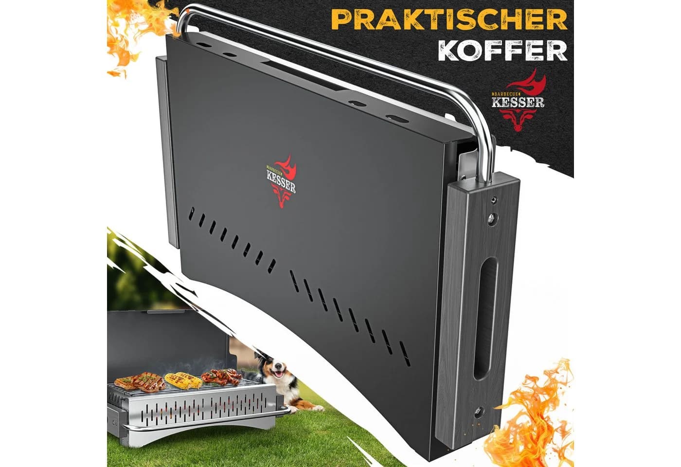 KESSER Tragbarer Campinggrill aus pulverbeschichtetem Stahl mit Grillmatte - Bild 4