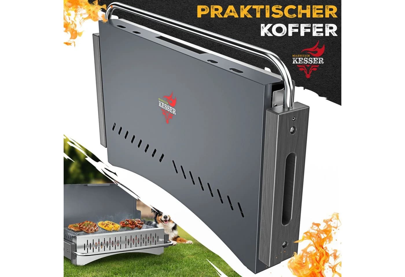 KESSER Tragbarer Campinggrill Anthrazit Pulverbeschichteter Stahl - Bild 4