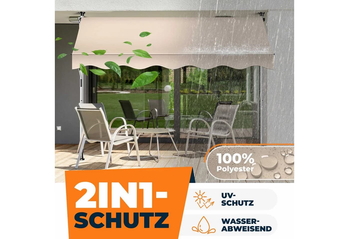 KESSER Klemmmarkise mit LED und Kurbel Beige - Bild 4