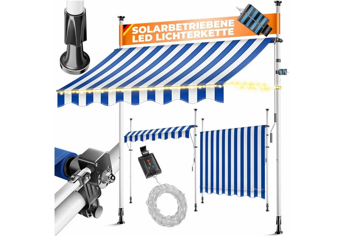 KESSER Klemmmarkise mit LED & Handkurbel - Bild 2