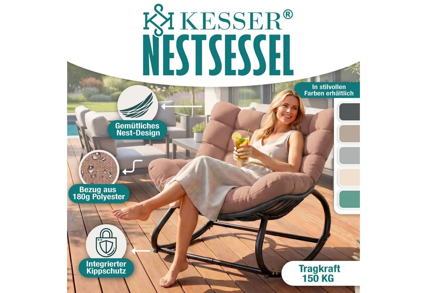 KESSER Schaukelstuhl Chillexer Beige witterungsbeständig