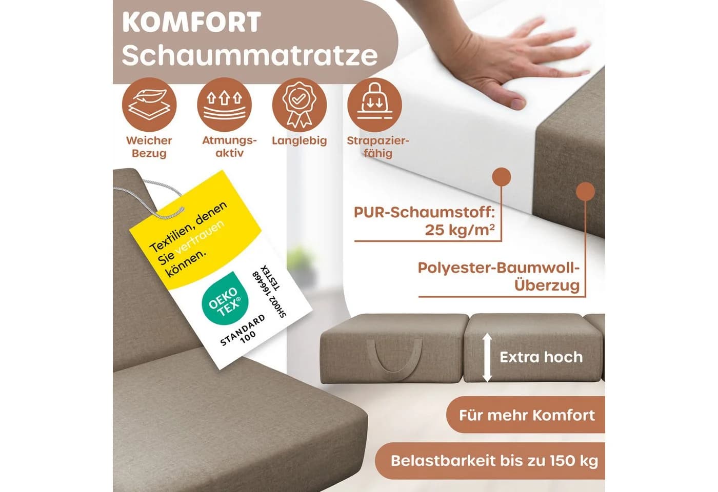 KESSER Klappmatratze 15cm hoch Gästematratze 3-fach faltbar - Bild 4