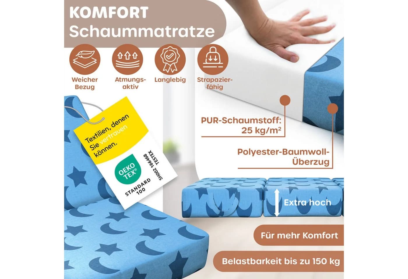 KESSER Klappmatratze 15cm hoch Gästematratze 3-fach faltbar - Bild 4