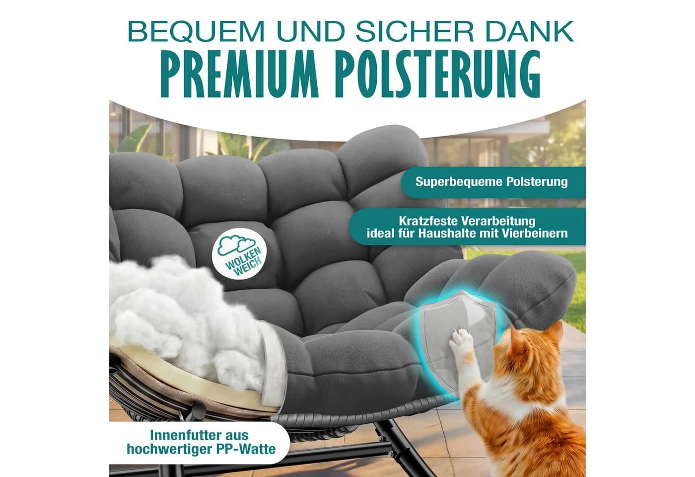 KESSER Schaukelstuhl Schaukelsessel Chillexer Pro mit Fußstütze für drinnen & draußen - Bild 3