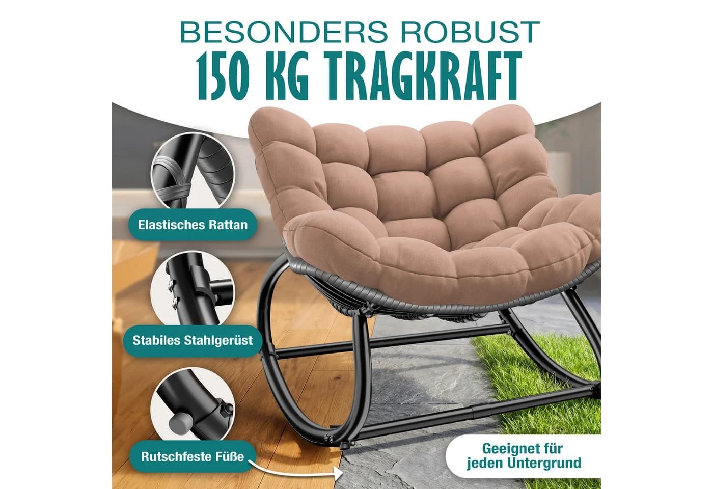 KESSER Schaukelstuhl Schaukelsessel Chillexer Pro mit Fußstütze - Bild 5