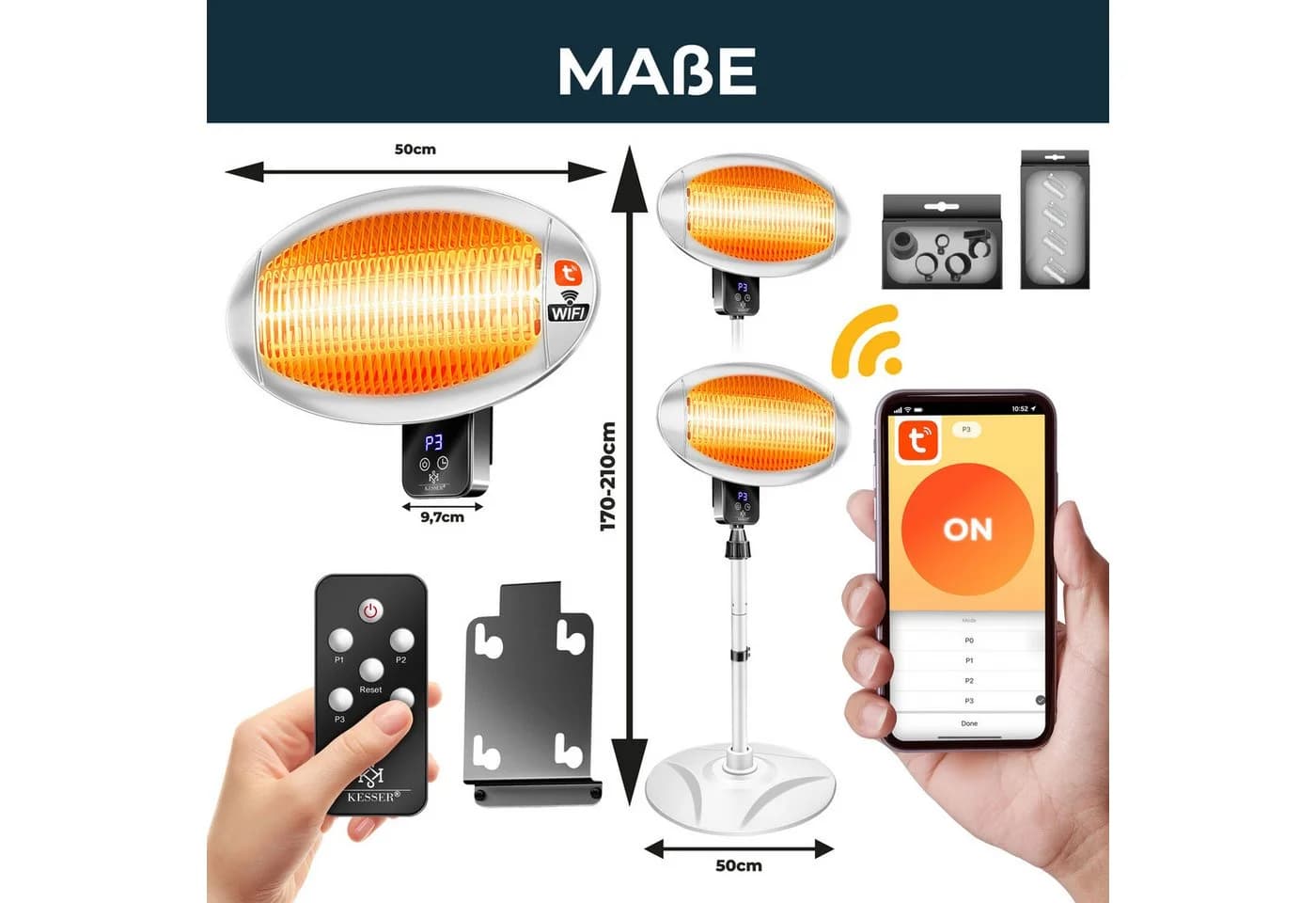 KESSER Infrarot-Heizstrahler mit WLAN & Fernbedienung - Bild 4