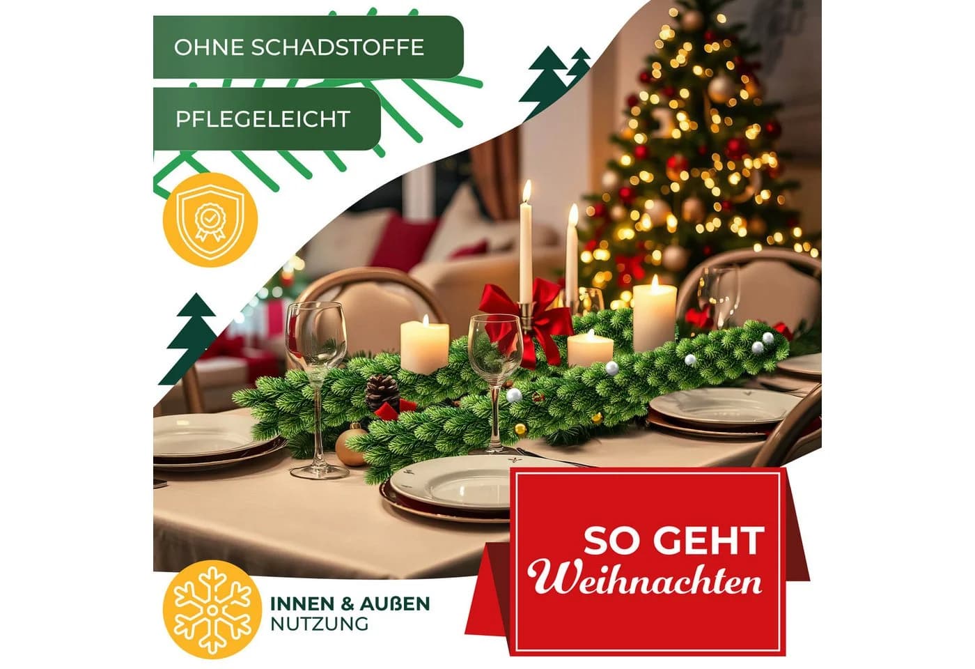 KESSER Kunstgirlande Weihnachtsgirlande 2,7m Naturgetreue Girlande - Bild 5