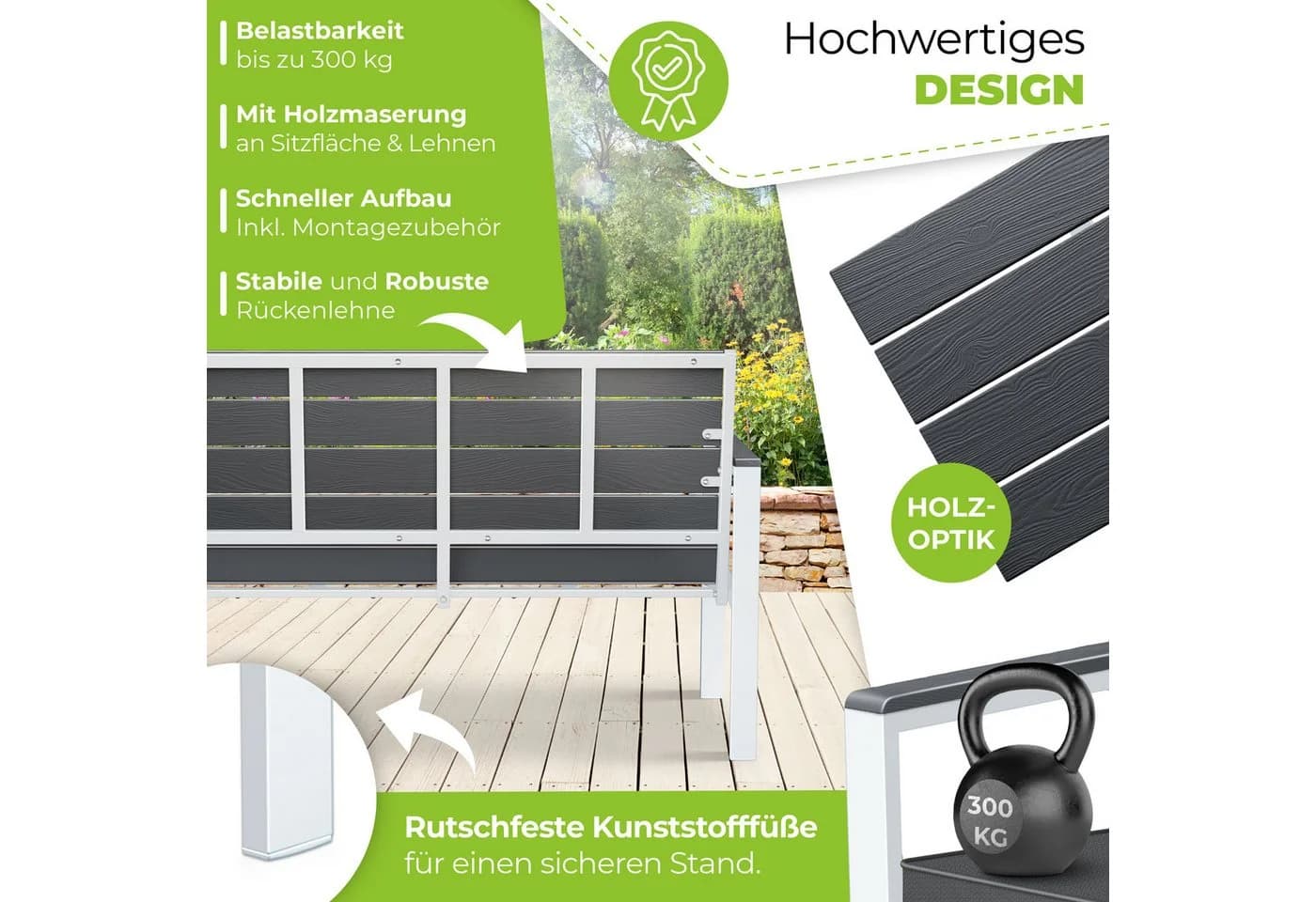 KESSER Gartenbank 2-Sitzer Holzoptik UV-beständig - Bild 5